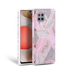   Samsung Galaxy A42 5G / M42 5G SM-A426B / M426B, Szilikon tok, négyszöges márvány minta, rózsaszín/színes