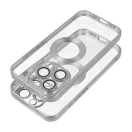 Glam Apple iPhone 16 Pro Max szilikon tok kameravédő-lencsével, ezüst