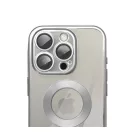 Glam Apple iPhone 16 Plus szilikon tok kameravédő-lencsével, ezüst