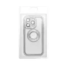Glam Apple iPhone 16 Plus szilikon tok kameravédő-lencsével, ezüst