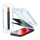 Spigen Glas.tR EZ Fit Privacy Apple iPhone 16 Pro / 17 / 17 Pro, tempered kijelzővédő fólia felhelyező kerettel (2db)