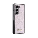 Guess PC/TPU Glitter Flakes Metal Logo Samsung Galaxy Z Fold 6 hátlap tok, rózsaszín