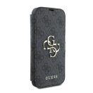 Guess 4G Metal Logo iPhone 16 Pro flip/oldalra nyíló tok, fekete GUBKP16L4GMGGR