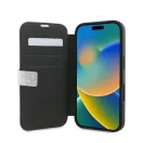 Guess 4G Metal Logo iPhone 16 flip/oldalra nyíló tok, rózsaszín GUBKP16S4GMGPI