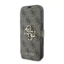 Guess 4G Metal Logo iPhone 16 Pro Max flip/oldalra nyíló tok, barna GUBKP16X4GMGBR