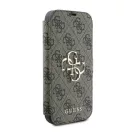 Guess 4G Metal Logo iPhone 16 Pro Max flip/oldalra nyíló tok, barna GUBKP16X4GMGBR
