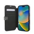 Guess 4G Metal Logo iPhone 16 Pro Max flip/oldalra nyíló tok, barna GUBKP16X4GMGBR