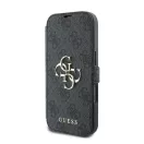 Guess 4G Metal Logo iPhone 16 Pro Max flip/oldalra nyíló tok, fekete GUBKP16X4GMGGR