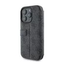 Guess 4G Metal Logo iPhone 16 Pro Max flip/oldalra nyíló tok, fekete GUBKP16X4GMGGR
