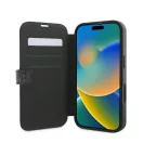 Guess 4G Metal Logo iPhone 16 Pro Max flip/oldalra nyíló tok, fekete GUBKP16X4GMGGR