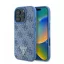 Guess Leather 4G Triangle Strass iPhone 16 Pro kemény hátlap tok, kék GUHCP16LP4TDPB