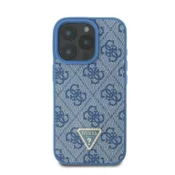   Guess Leather Metal Logo Strass Crossbody iPhone 16 Pro kemény hátlap tok, kék GUHCP16LP4TDSCPB
