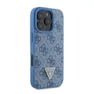   Guess Leather Metal Logo Strass Crossbody iPhone 16 Pro kemény hátlap tok, kék GUHCP16LP4TDSCPB