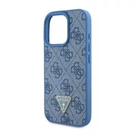   Guess Leather Metal Logo Strass Crossbody iPhone 16 Pro kemény hátlap tok, kék GUHCP16LP4TDSCPB