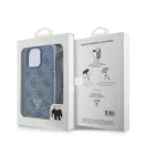 Guess Leather Metal Logo Strass Crossbody iPhone 16 Pro kemény hátlap tok, kék GUHCP16LP4TDSCPB