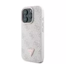 Guess Leather Metal Logo Strass Crossbody iPhone 16 Pro kemény hátlap tok, rózsaszín GUHCP16LP4TDSCPP