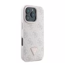 Guess Leather Metal Logo Strass Crossbody iPhone 16 Pro kemény hátlap tok, rózsaszín GUHCP16LP4TDSCPP