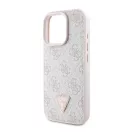 Guess Leather Metal Logo Strass Crossbody iPhone 16 Pro kemény hátlap tok, rózsaszín GUHCP16LP4TDSCPP