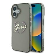   Guess IML Heart iPhone 16 Plus kemény hátlap tok, fekete GUHCP16MHCHGSPK