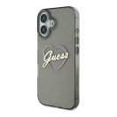 Guess IML Heart iPhone 16 Plus kemény hátlap tok, fekete GUHCP16MHCHGSPK