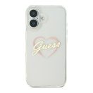 Guess IML Heart iPhone 16 plus kemény hátlap tok, átlátszó GUHCP16MHCHGSPT