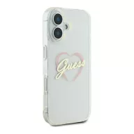   Guess IML Heart iPhone 16 plus kemény hátlap tok, átlátszó GUHCP16MHCHGSPT