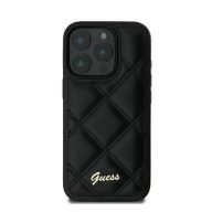   Guess Quilted Metal Logo iPhone 16 Plus kemény hátlap tok, fekete GUHCP16MPSQSQSK