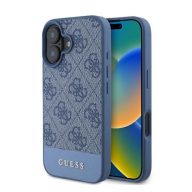   Guess 4G Bottom Stripe iPhone 16 kemény hátlap tok, kék GUHCP16SG4GLBL