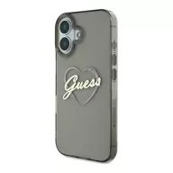   Guess IML Heart iPhone 16 kemény hátlap tok, fekete GUHCP16SHCHGSPK