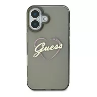   Guess IML Heart iPhone 16 kemény hátlap tok, fekete GUHCP16SHCHGSPK