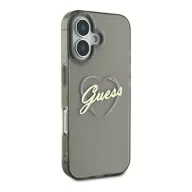   Guess IML Heart iPhone 16 kemény hátlap tok, fekete GUHCP16SHCHGSPK