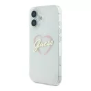 Guess IML Heart iPhone 16 kemény hátlap tok, átlátszó GUHCP16SHCHGSPT