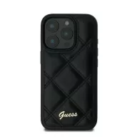   Guess Quiled Metal Logo iPhone 16 kemény hátlap tok, fekete GUHCP16SPSQSQSK