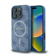   Guess 4G Ring Classic iPhone 16 Pro MagSafe kemény hátlap tok, kék GUHMP16LG4GFRB