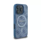 Guess 4G Ring Classic iPhone 16 Pro MagSafe kemény hátlap tok, kék GUHMP16LG4GFRB