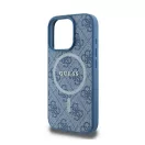 Guess 4G Ring Classic iPhone 16 Pro MagSafe kemény hátlap tok, kék GUHMP16LG4GFRB