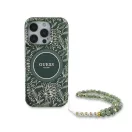 Guess IML Flowers Allover Electro iPhone 16 Pro kemény hátlap tok pánttal, zöld GUHMP16LHCPOFPA