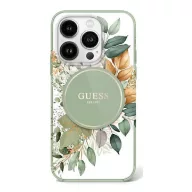   Guess IML Flower & Tonal Circle iPhone 16 Pro kemény hátlap tok, zöld GUHMP16LHFWBDCEN