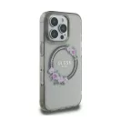 Guess IML Flowers Wreath iPhone 16 Pro MagSafe kemény hátlap tok, fekete GUHMP16LHFWFCK