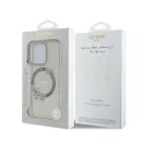 Guess IML Flowers Wreath iPhone 16 Pro MagSafe kemény hátlap tok, fekete GUHMP16LHFWFCK