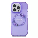 Guess IML Flowers Wreath iPhone 16 Pro MagSafe kemény hátlap tok, lila GUHMP16LHFWFCU