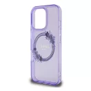 Guess IML Flowers Wreath iPhone 16 Pro MagSafe kemény hátlap tok, lila GUHMP16LHFWFCU