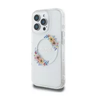   Guess IML Flowers Wreath iPhone 16 Pro MagSafe kemény hátlap tok, átlátszó GUHMP16LHFWFCT