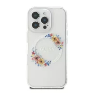   Guess IML Flowers Wreath iPhone 16 Pro MagSafe kemény hátlap tok, átlátszó GUHMP16LHFWFCT