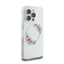 Guess IML Flowers Wreath iPhone 16 Pro MagSafe kemény hátlap tok, átlátszó GUHMP16LHFWFCT