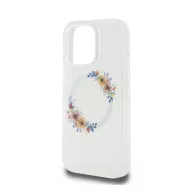   Guess IML Flowers Wreath iPhone 16 Pro MagSafe kemény hátlap tok, átlátszó GUHMP16LHFWFCT