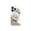 Guess Liquid Glitter Flower iPhone 16 Pro MagSafe kemény hátlap tok, bézs GUHMP16LLFMWTE