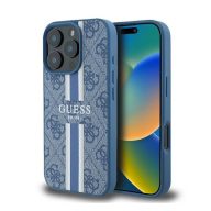   Guess 4G Printed Stripes iPhone 16 Pro MagSafe kemény hátlap tok, kék GUHMP16LP4RPSB
