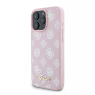   Guess Peony Script Logo iPhone 16 Pro kemény hátlap tok, rózsaszín GUHMP16LPGPYSP