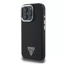 Guess Grained Triangle iPhone 16 Pro MagSafe kemény hátlap tok, fekete GUHMP16LPGTSPSK